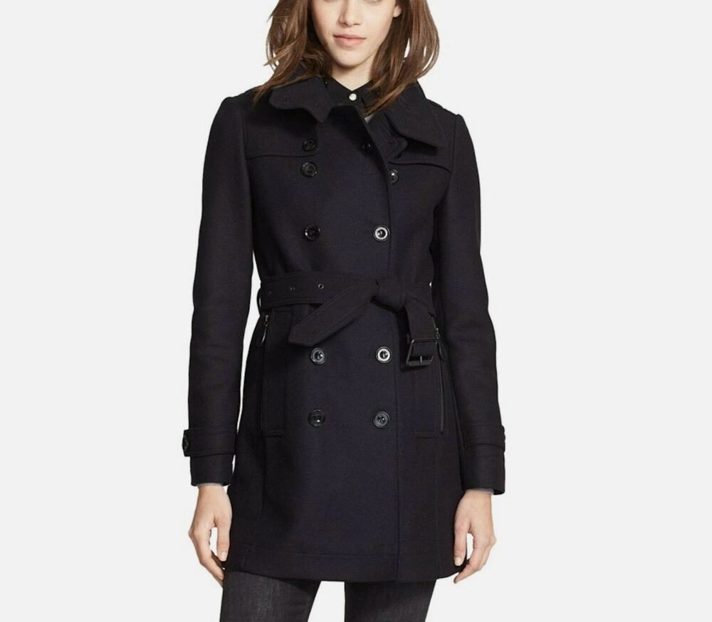 Burberry Daylesmoore Wool Trench Jacket Coat Black  Size 4